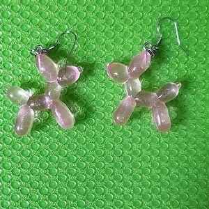 Pink balloon dog earrings